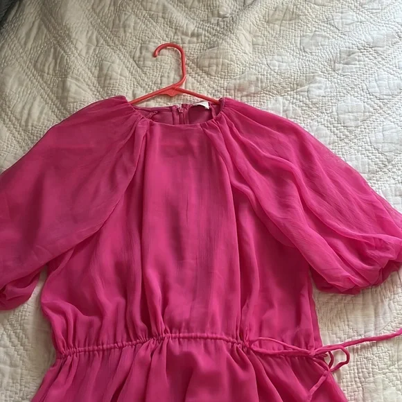 H&M Chiffon Cerise Maxi Dress Long Dress Sz M - Picture 10 of 15